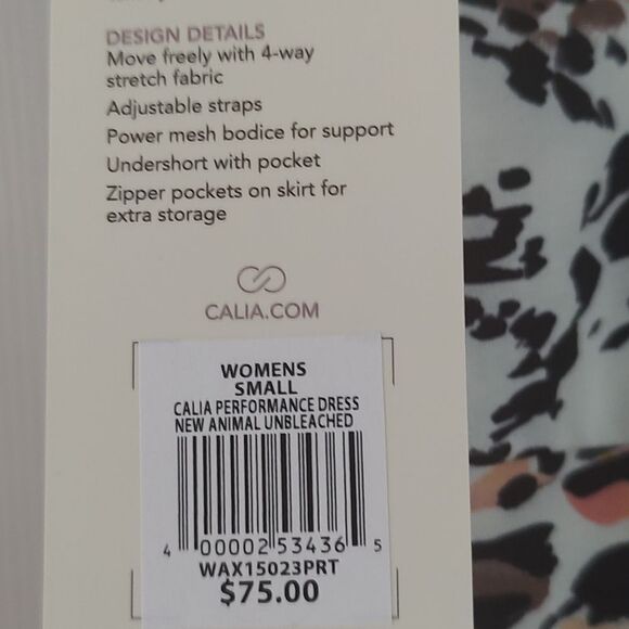 CALIA Performance Dress New Animal Unbleached  Sz S   NWT - Picture 7 of 13
